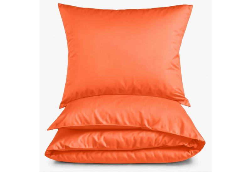 Bettwäsche Mako Satin Bettwäsche Uni Bettwäsche unifarben Satinbettwäsche Set, Carpe Sonno, Mako-Satin, 2 teilig, Mako Satin Bettwäsche 135x200 Hummer Bettwäsche orange von Carpe Sonno