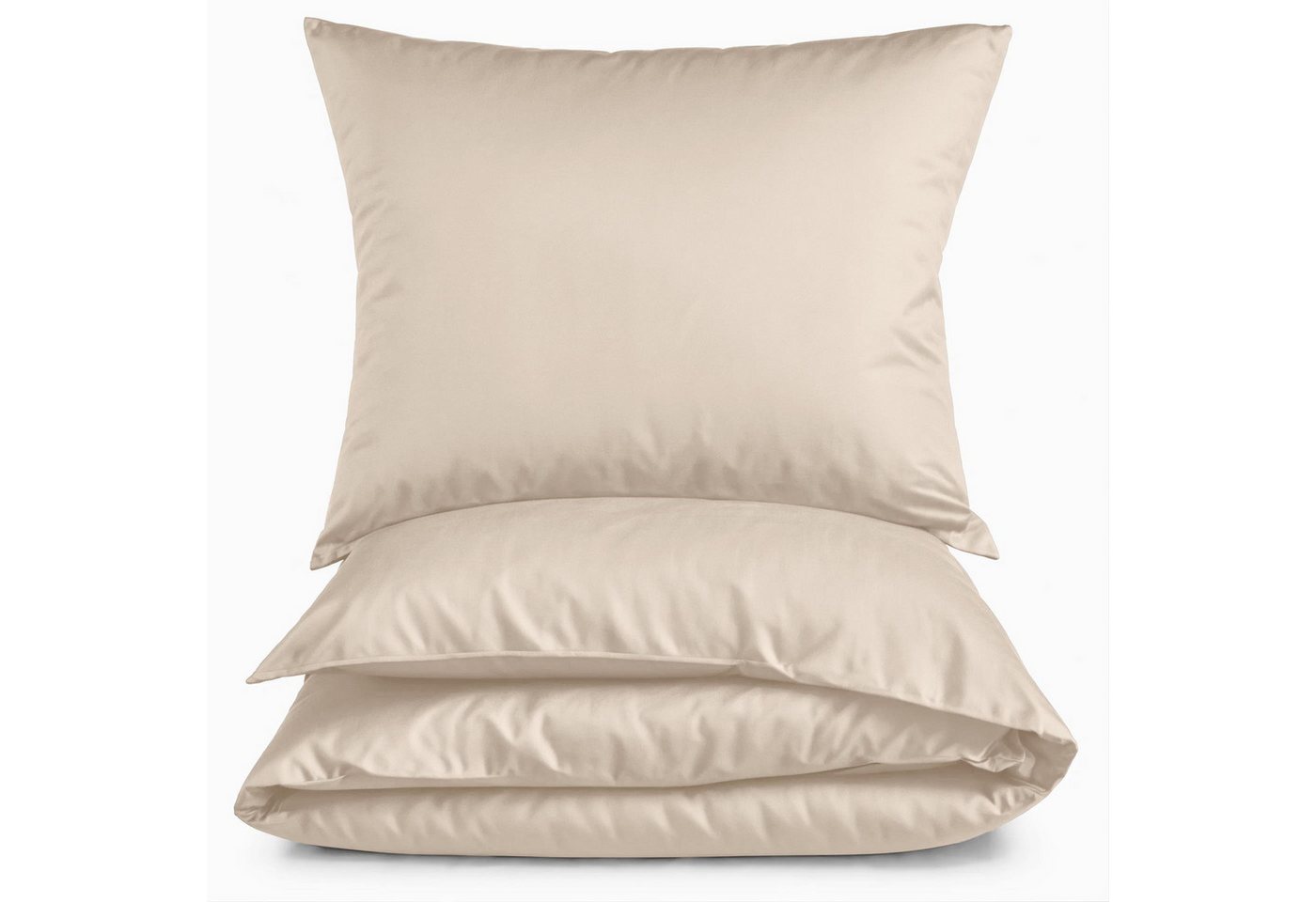 Bettwäsche Mako Satin Bettwäsche Uni Bettwäsche unifarben Satinbettwäsche Set, Carpe Sonno, Mako-Satin, 2 teilig, Mako Satin Bettwäsche 135x200 einfarbige Bettwäsche Taupe von Carpe Sonno