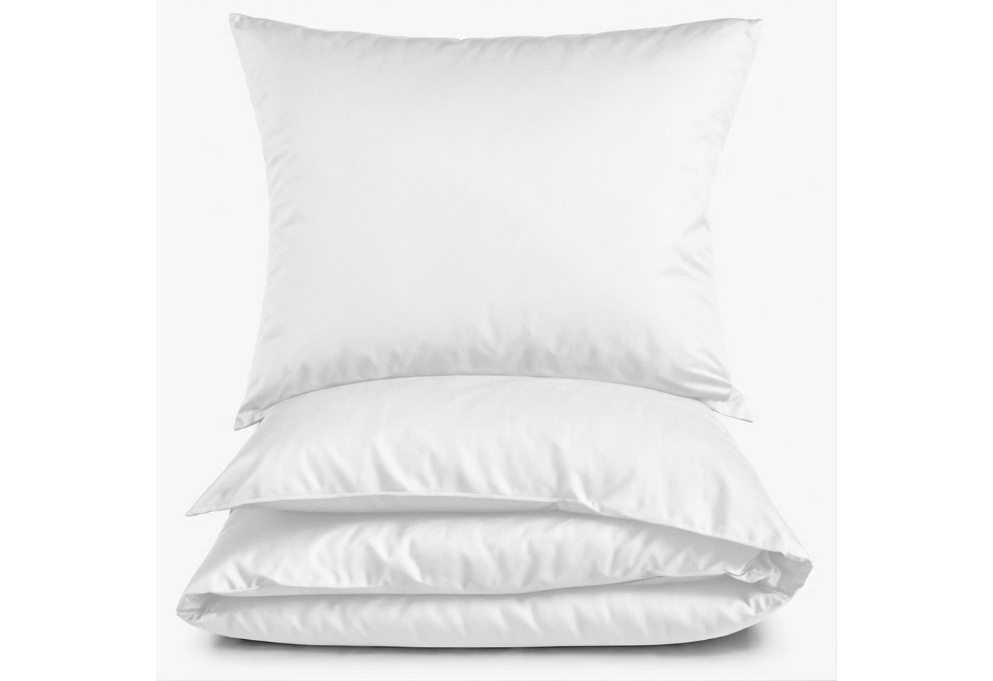 Bettwäsche Mako Satin Bettwäsche Uni Bettwäsche unifarben Satinbettwäsche Set, Carpe Sonno, Mako-Satin, 2 teilig, Mako Satin Bettwäsche 155x220 Weisse Bettwäsche weiß von Carpe Sonno