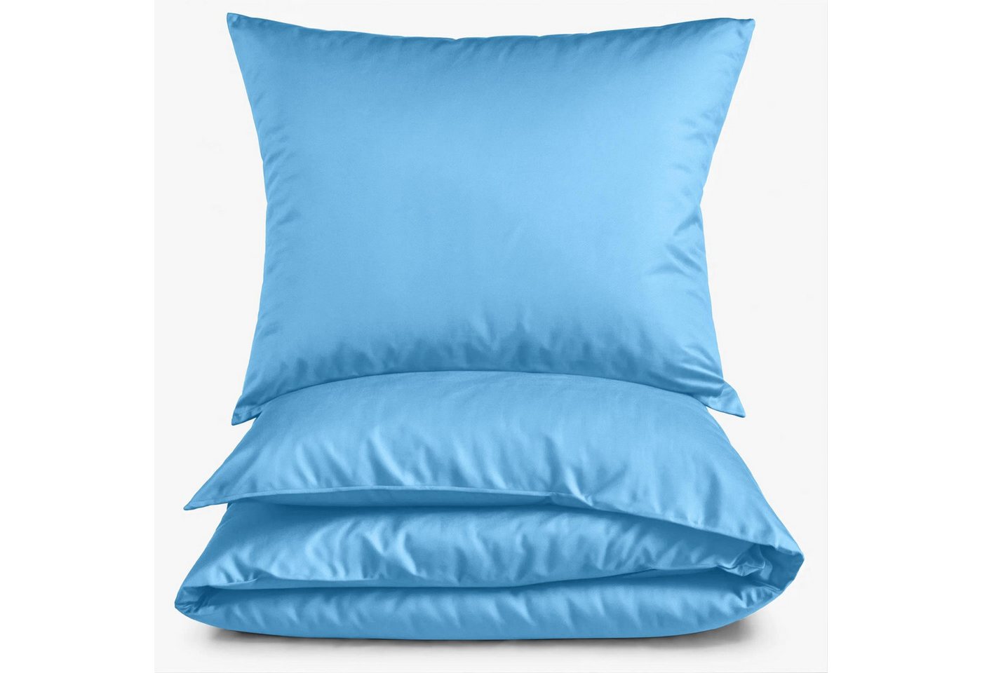 Bettwäsche Mako Satin Bettwäsche Uni Bettwäsche unifarben Satinbettwäsche Set, Carpe Sonno, Mako-Satin, 2 teilig, Mako Satin Bettwäsche 155x220 blaue Bettwäsche Hellblau von Carpe Sonno