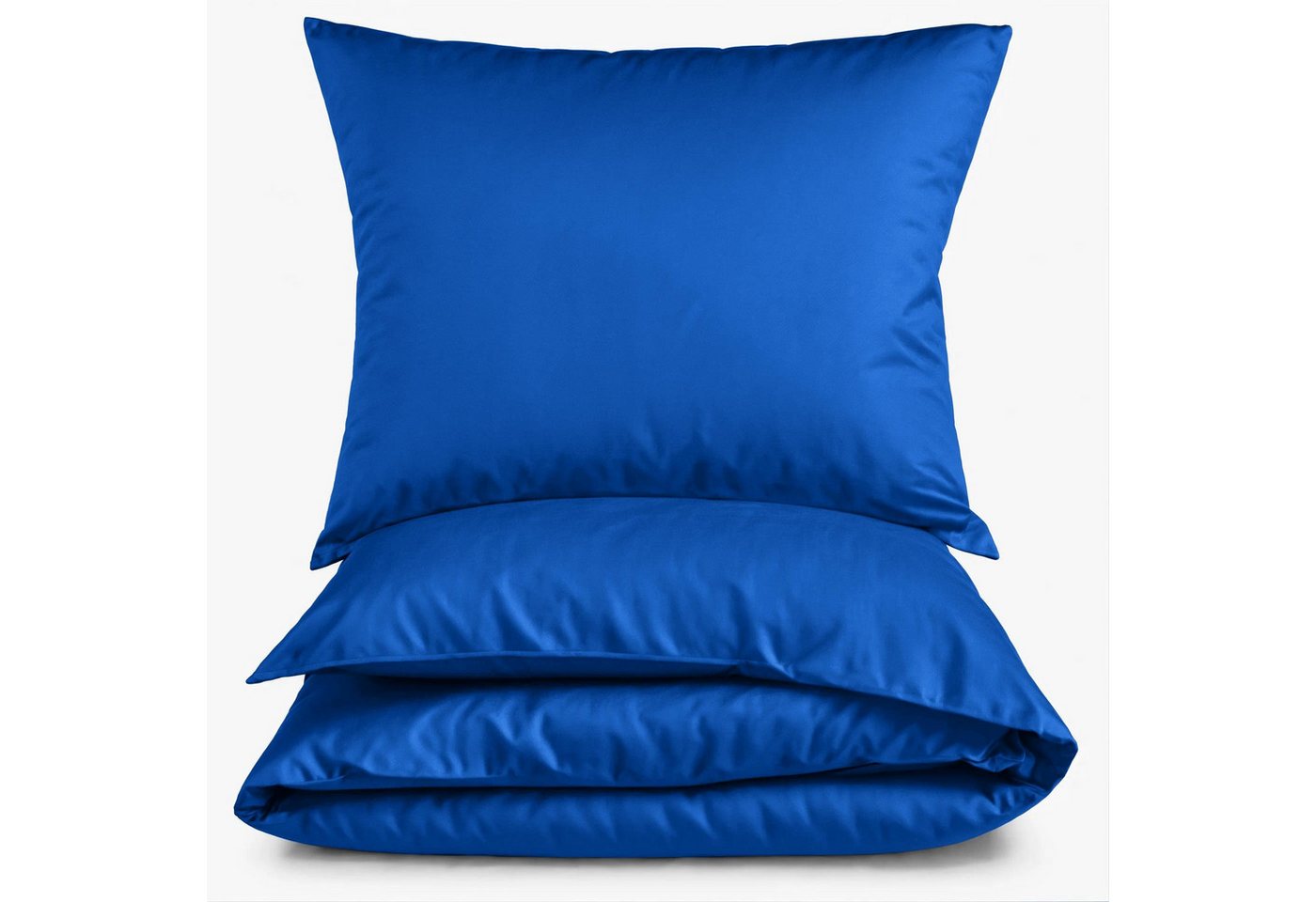 Bettwäsche Mako Satin Bettwäsche Uni Bettwäsche unifarben Satinbettwäsche Set, Carpe Sonno, Mako-Satin, 2 teilig, Mako Satin Bettwäsche 155x220 blaue Bettwäsche Royal-Blau von Carpe Sonno