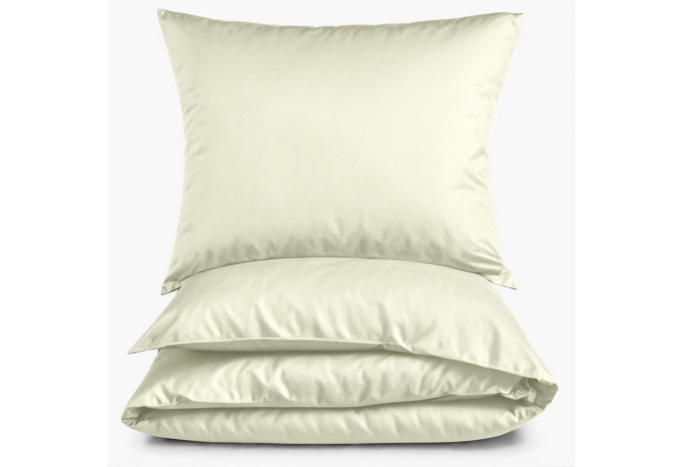 Bettwäsche Mako Satin Bettwäsche Uni Bettwäsche unifarben Satinbettwäsche Set, Carpe Sonno, Mako-Satin, 2 teilig, Mako Satin Bettwäsche 155x220 einfarbige Bettwäsche Creme von Carpe Sonno