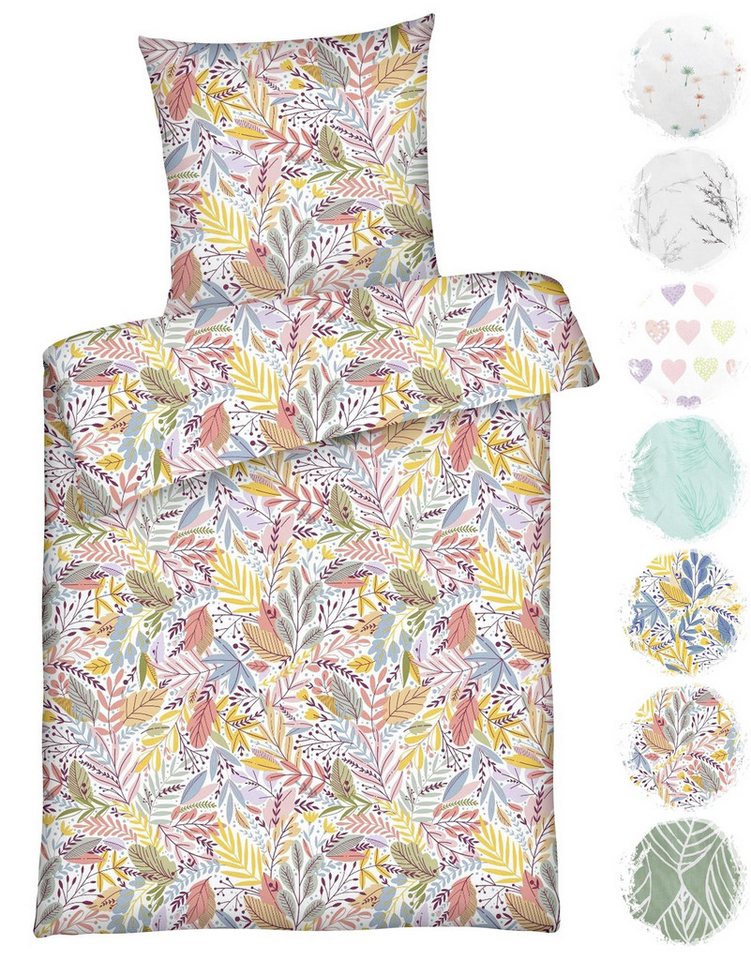 Carpe Sonno Bettwäsche Renforce Bettwäsche 135x200 155x220 Baumwolle Bettzeug Warm Muster, Renforce, 2 teilig, Ganzjahres Bettwaren geblümt Pflegeleicht Bettbezug Blumen Floral Pink von Carpe Sonno