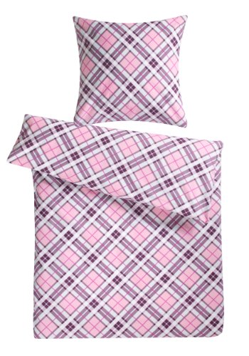 Carpe Sonno Biber Bettwäsche 155 x 220 cm Baumwolle - 2tlg Bettwäsche Winter - Set aus Deckenbezug mit Reißverschluss + Kissenbezug - Flauschige Winter Bettwäsche Flanell - Rosa von Carpe Sonno