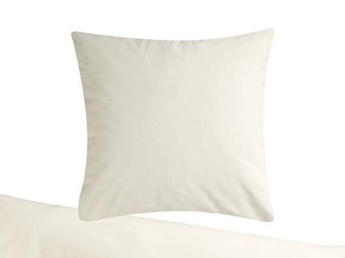 CARPE SONNO Kissenbezug 80 x 40 cm - 4X Kopfkissen Kissenhülle Flanell - Warmer Winterbezug Biber Bettwäsche Baumwolle - 4tlg Set Kuscheliger Kopfkissenbezug in Beige von Carpe Sonno