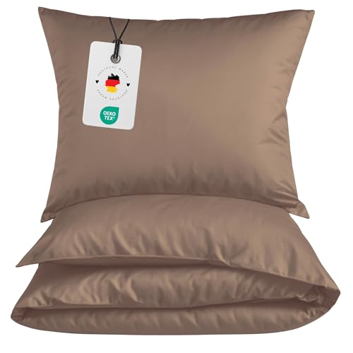 Carpe Sonno® Mikrofaser Bettwäsche 200x200 Braun | Leichte Partner Bettwäsche Braun | Polyester Bettbezug 200 x 200 | Duvet Cover 200x200 | Braune Bettwäsche-Sets Deckenbezug 200x200 Kissenbezug 80x80 von Carpe Sonno