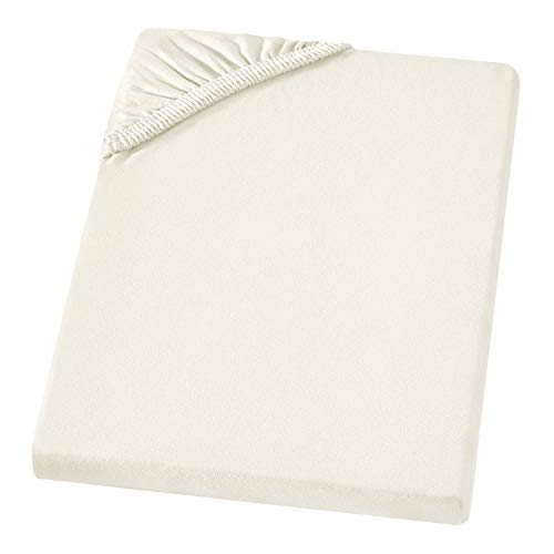 Atmungsaktives Jersey-Leintuch 90 x 190 cm bis 100 x 200 cm Creme 100% Baumwolle 15 cm bis 23 cm Steghöhe Jersey-Spannbettbezug mit Rundum-Gummi für höchsten Komfort und entspannte Nächte von Carpe Sonno