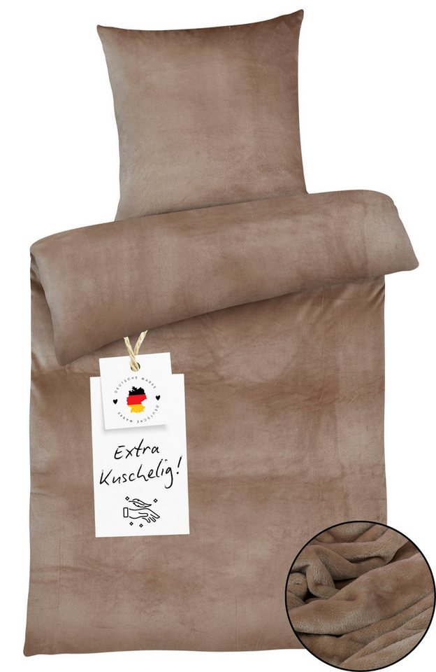 Carpe Sonno Bettwäsche Cashmere Touch Kuschel 135x200 155x220 Winter Teddy Plüsch Fleece Warm, Microfaser-Fleece, 2 teilig, Warme kuschelige einfarbige Bettwäsche Nougat Braun von Carpe Sonno