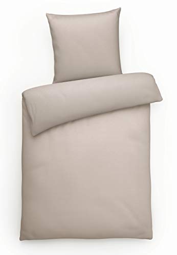 Carpe Sonno Elegante Jersey Bettwäsche 155 x 220 cm einfarbig Kiesel-graue Hotelbettwäsche mit Reißverschluss aus 100% Baumwolle - 2-teilige Bettwäsche Garnitur mit Kopfkissenbezug von Carpe Sonno