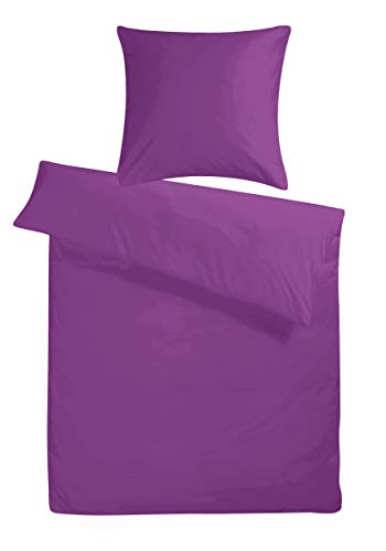 Carpe Sonno Mako Satin Bettwäsche 200 x 200 cm Violett Lila - Luxus Hotelbettwäsche aus 100% feinster Baumwolle robuster Qualitäts Reißverschluss - Hotel Bettgarnitur Set Kopfkissenbezug 80 x 80 cm von Carpe Sonno