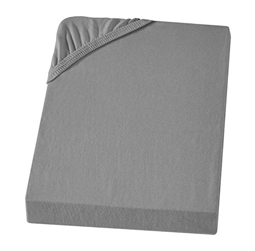 Formstabiles Jerseylaken 180-200 x 200 cm für Wasserbett und Boxspringbett bis 50 cm Steghöhe dunkelgrau Jerseyleinen Spannbettlaken 180x200-200x200 cm aus 100% Baumwolle für höchsten Komfort von Carpe Sonno