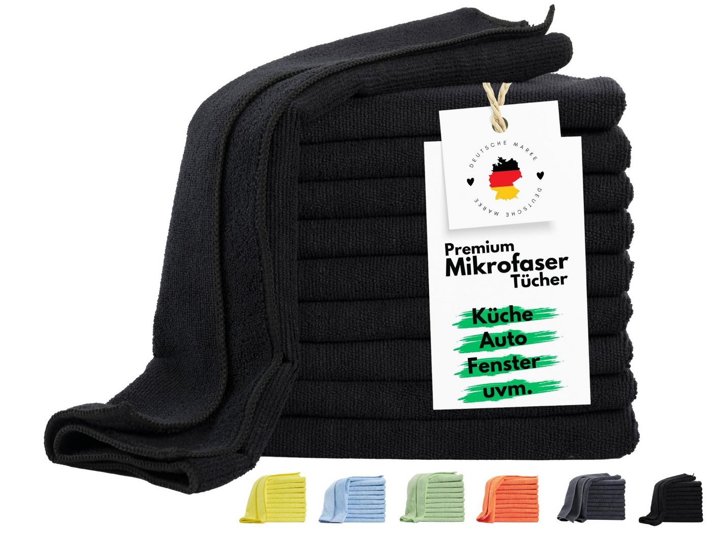 Carpe Sonno Fusselfrei Putztücher Fenstertücher Reinigungstücher Lappen Küche Auto Mikrofasertuch (Mikrofaser, 40x40 cm, Spar-Set, 10-tlg., 10 Mikrofasertücher, Microfasertücher für Reinigung Politur Bad Fenster Putzlappen Schwarz) Carpe Sonno Fusselfrei Putztücher Fenstertücher Reinigungstücher Lappen Küche Auto Mikrofasertuch (Mikrofaser, 40x40 cm, Spar-Set, 10-tlg., 10 Mikrofasertücher, Microfasertücher für Reinigung Politur Bad Fenster Putzlappen Schwarz) von Carpe Sonno