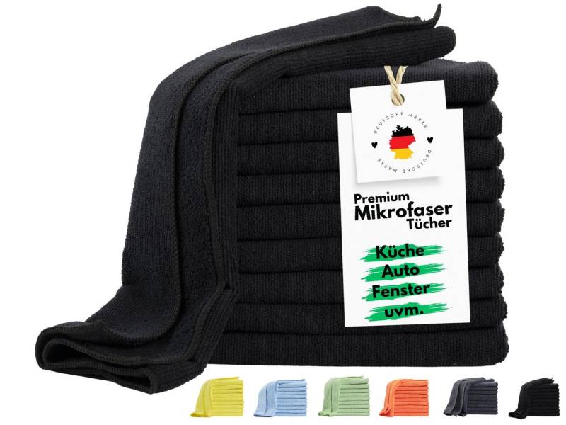 Carpe Sonno Fusselfrei Putztücher Fenstertücher Reinigungstücher Lappen Küche Auto Mikrofasertuch (Mikrofaser, 40x40 cm, Spar-Set, 50-tlg., 50 Mikrofasertücher, Microfasertücher für Reinigung Politur Bad Fenster Putzlappen Schwarz) von Carpe Sonno