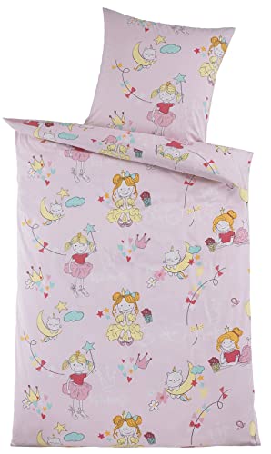 Carpe Sonno Kinderbettwäsche 135x200 cm Prinzessin-Bettwäsche Kinder Bettwäsche Mädchen - Baumwolle Kinder-Bettwäsche Set 2tlg mit Kissenbezug 80x80 cm Bettbezug rosa von Carpe Sonno