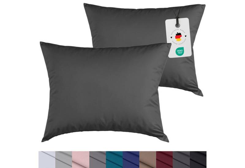 Carpe Sonno Kissenbezug 40x40 40x80 80x80 80x40 2er Set Kissenhülle Mikrofaser Kissenbezug, (2 Stück), Kopfkissenbezug 40 x 40 cm, Uni Anthrazit einfarbig von Carpe Sonno