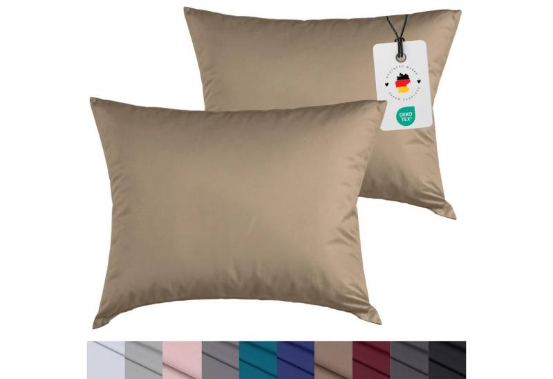 Carpe Sonno Kissenbezug 40x40 40x80 80x80 80x40 2er Set Kissenhülle Mikrofaser Kissenbezug, (2 Stück), Kopfkissenbezug 40 x 40 cm, Uni Braun einfarbig von Carpe Sonno