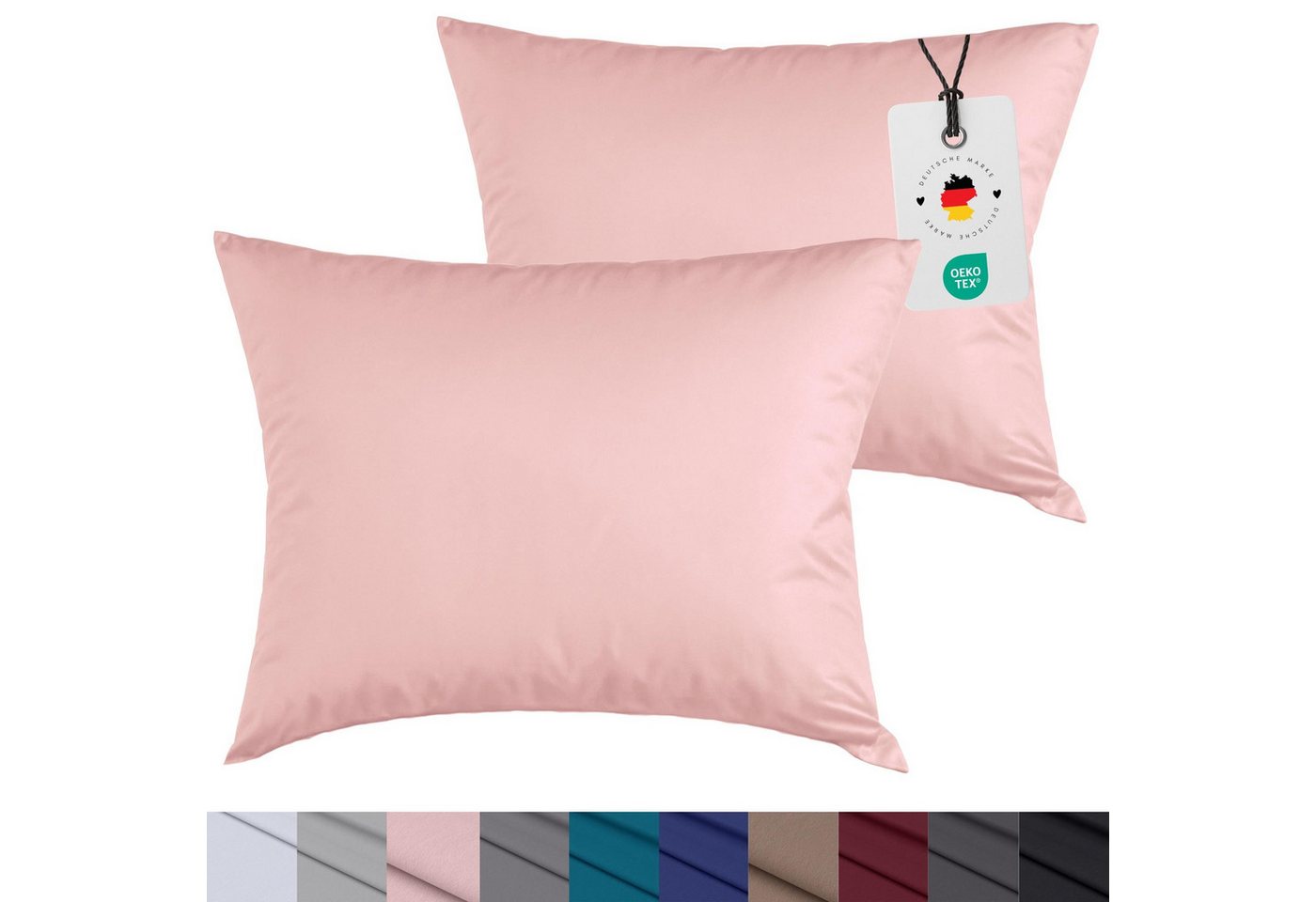 Carpe Sonno Kissenbezug 40x40 40x80 80x80 80x40 2er Set Kissenhülle Mikrofaser Kissenbezug, (2 Stück), Kopfkissenbezug 40 x 40 cm, Uni Rosa einfarbig von Carpe Sonno