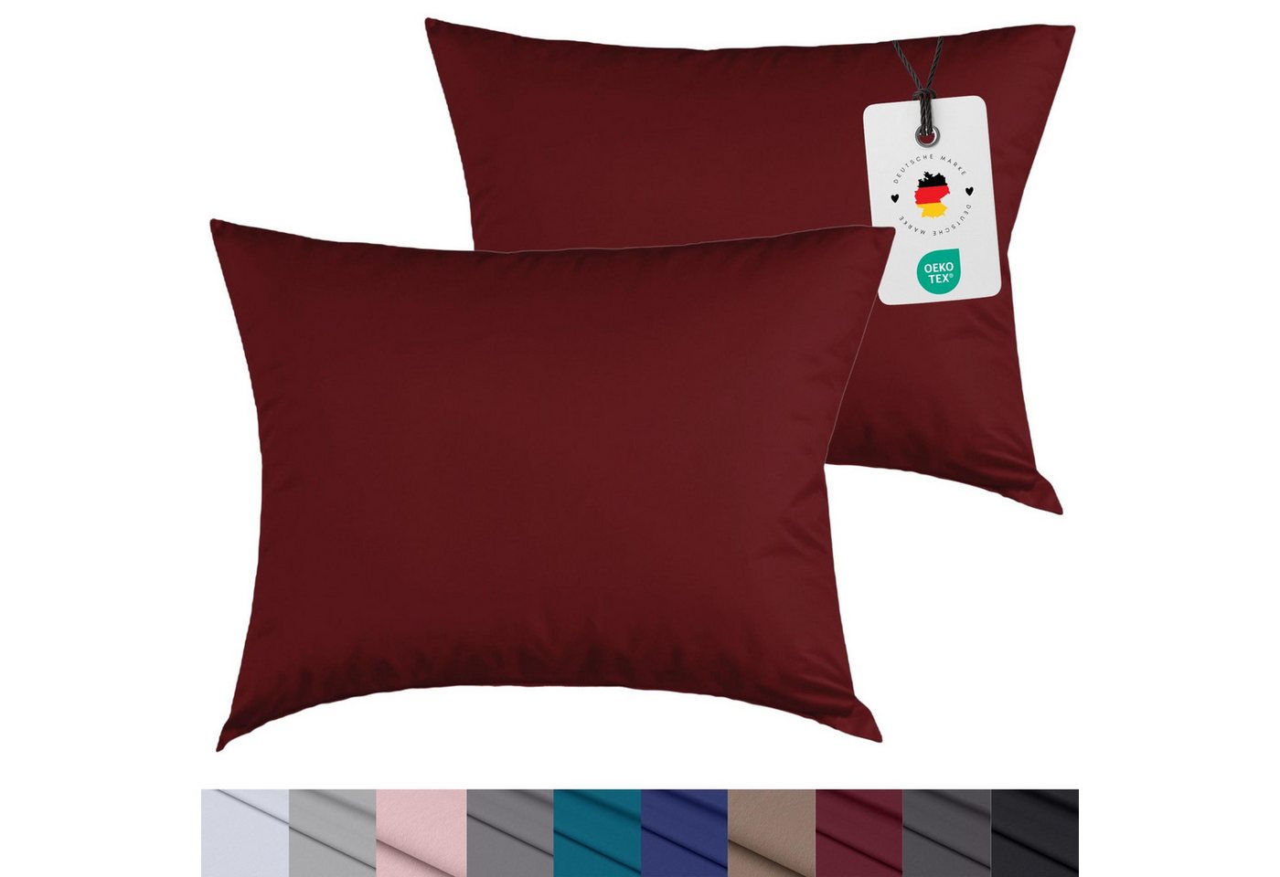 Carpe Sonno Kissenbezug 40x40 40x80 80x80 80x40 2er Set Kissenhülle Mikrofaser Kissenbezug, (2 Stück), Kopfkissenbezug 40 x 40 cm, Uni Rot einfarbig von Carpe Sonno