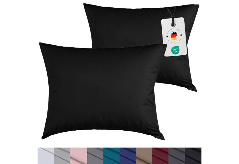 Carpe Sonno Kissenbezug 40x40 40x80 80x80 80x40 2er Set Kissenhülle Mikrofaser Kissenbezug, (2 Stück), Kopfkissenbezug 40 x 40 cm, Uni Schwarz einfarbig von Carpe Sonno