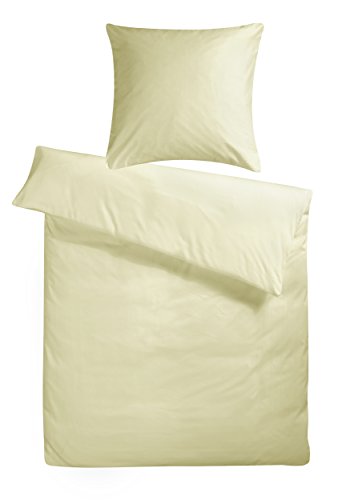 Carpe Sonno Mako Satin Bettwäsche 155 x 220 cm Creme - Exklusive Hotelbettwäsche aus 100% feinster Baumwolle robuster Qualitäts Reißverschluss - Hotel Bettgarnitur Set Kopfkissenbezug 80 x 80 cm von Carpe Sonno