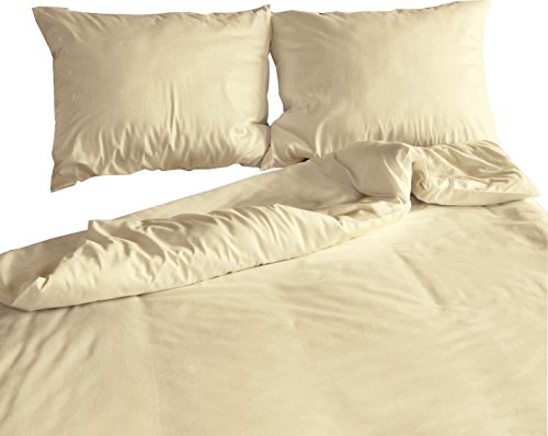 Carpe Sonno Kühles Mako-Satin Bettwäsche Set in exklusiver Hotelqualität 135 x 200 cm Creme aus 100% Baumwolle für besten Schlafkomfort – Hotel Bettzeug mit Kopfkissen-Bezug von Carpe Sonno