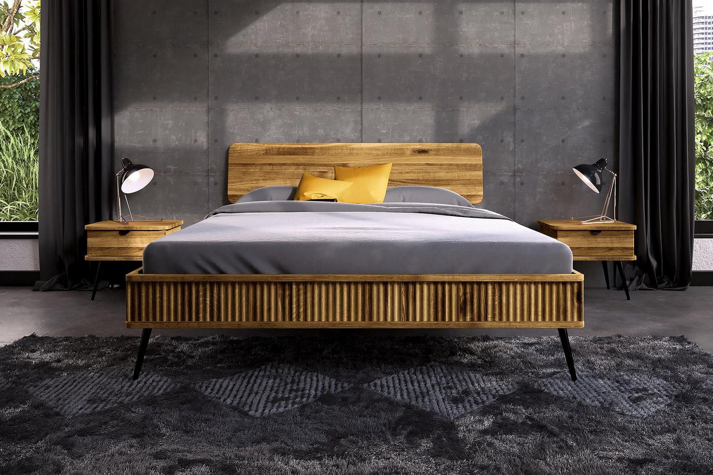 Carpe Sonno Massivholzbett Massivholzbett CARPE A (Bettgestell, Bettgestell), Holzbett Schlafzimmer Eiche Massivholzbett 180x220 Überlänge 220 cm von Carpe Sonno