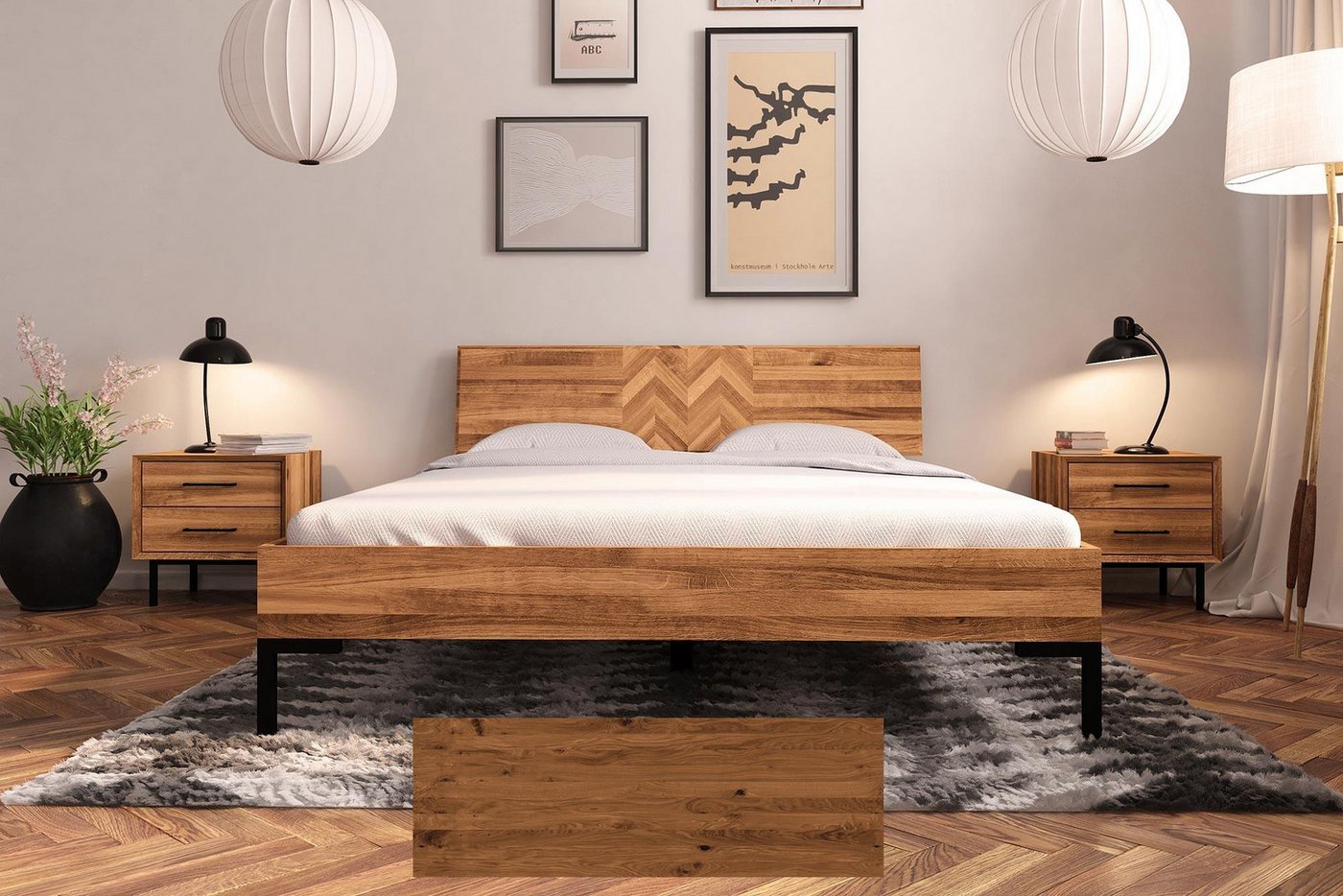 Carpe Sonno Massivholzbett Holzbett Massivholzbett Bettrahmen Bettgestell Einzelbett Doppelbett (Bettgestell, Bettgestell), Holzbett Schlafzimmer Ehebett Eiche Massivholzbett 160x190 von Carpe Sonno
