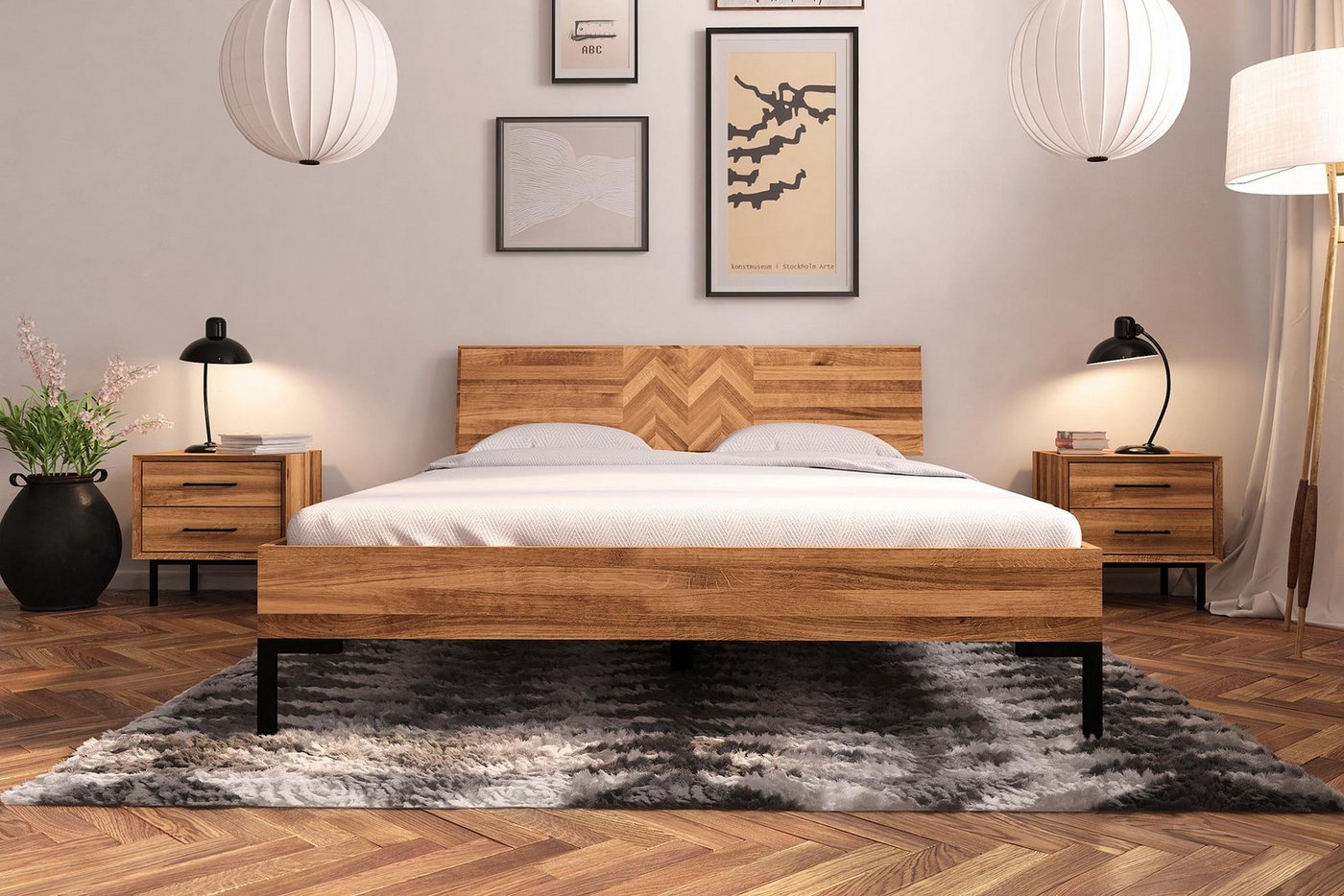 Carpe Sonno Massivholzbett Holzbett Massivholzbett Bettrahmen Bettgestell Einzelbett Doppelbett (Bettgestell, Bettgestell), Holzbett Schlafzimmer Eiche Massivholzbett 140x220 Überlänge 220 cm von Carpe Sonno