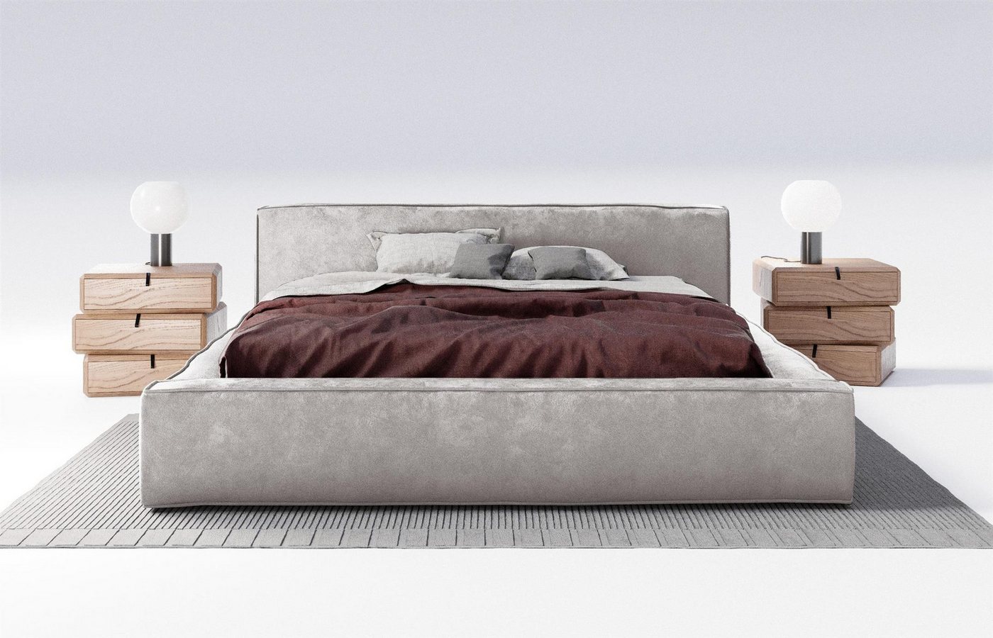 Carpe Sonno Polsterbett Stoffbett Polsterbett 120x200 140x200 160x200 180x200 200x200 (Polsterbett inkl. Lattenrost und Bettkasten, Stoffbet inkl. Lattenrost und Bettkasten), Bett gepolstert Bodenbett Doppelbett Ehebett 160x200 von Carpe Sonno