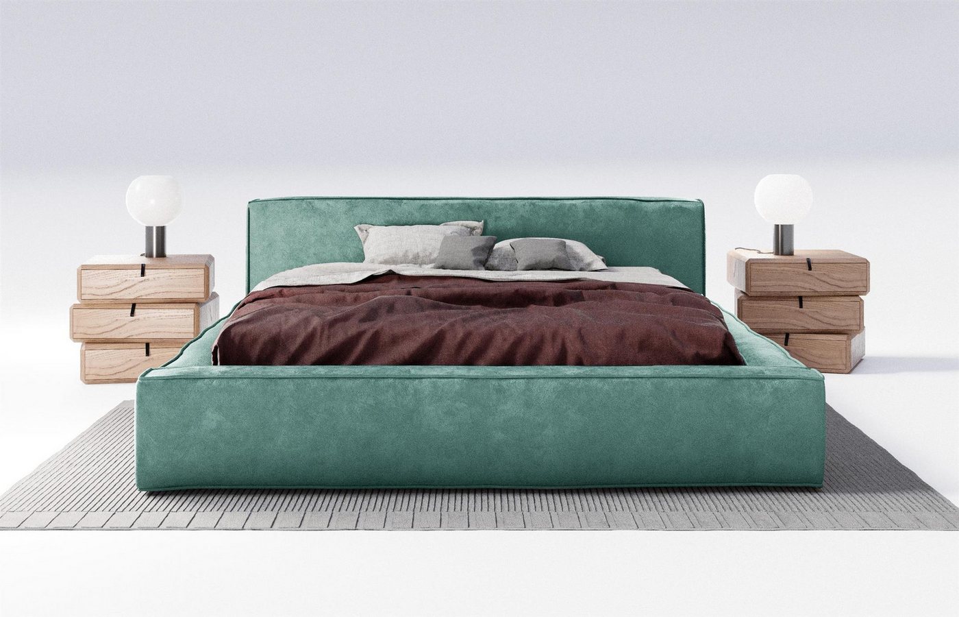 Carpe Sonno Polsterbett Stoffbett Polsterbett 120x200 140x200 160x200 180x200 200x200 (Polsterbett inkl. Lattenrost und Bettkasten, Stoffbet inkl. Lattenrost und Bettkasten), Bett gepolstert Bodenbett Doppelbett Ehebett 180x200 von Carpe Sonno