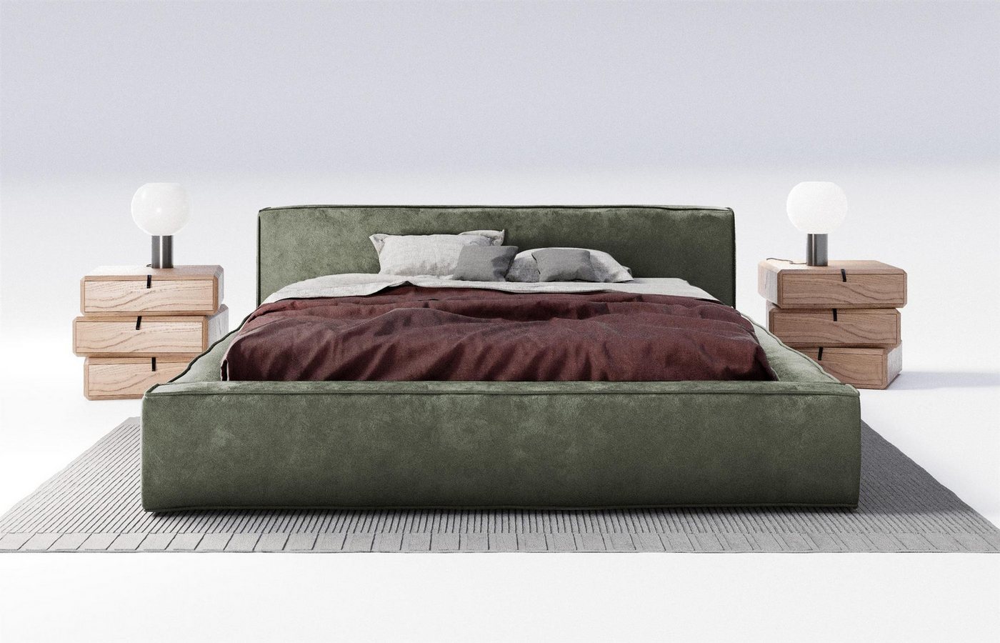 Carpe Sonno Polsterbett Stoffbett Polsterbett 120x200 140x200 160x200 180x200 200x200 (Polsterbett inkl. Lattenrost und Bettkasten, Stoffbet inkl. Lattenrost und Bettkasten), Bett gepolstert Bodenbett Doppelbett Ehebett 200x200 von Carpe Sonno