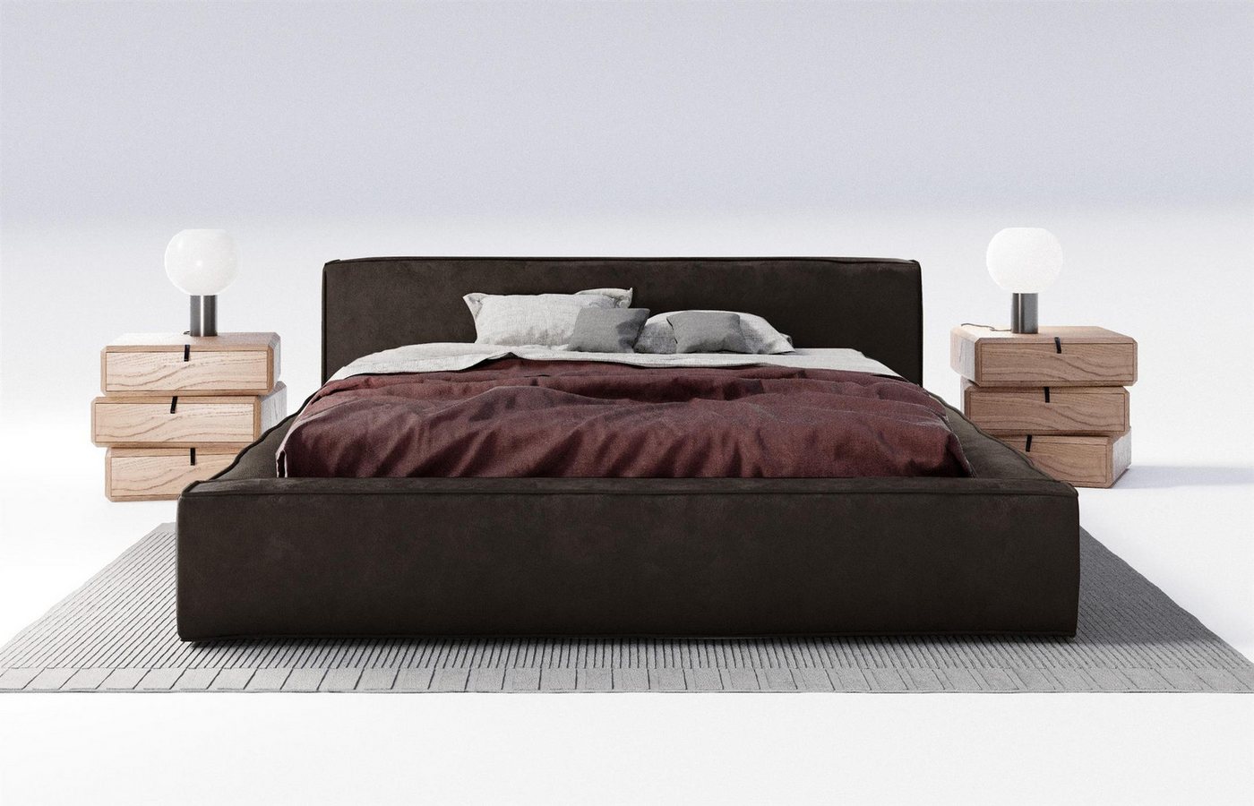 Carpe Sonno Polsterbett Stoffbett Polsterbett 120x200 140x200 160x200 180x200 200x200 (Polsterbett inkl. Lattenrost und Bettkasten, Stoffbet inkl. Lattenrost und Bettkasten), Bett gepolstert Bodenbett Doppelbett Ehebett 180x200 von Carpe Sonno