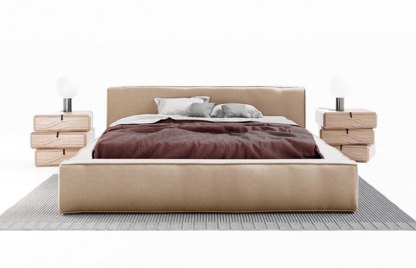 Carpe Sonno Polsterbett Stoffbett Polsterbett 120x200 140x200 160x200 180x200 200x200 (Polsterbett inkl. Lattenrost und Bettkasten, Stoffbet inkl. Lattenrost und Bettkasten), Bett gepolstert Bodenbett Doppelbett Ehebett 180x200 von Carpe Sonno