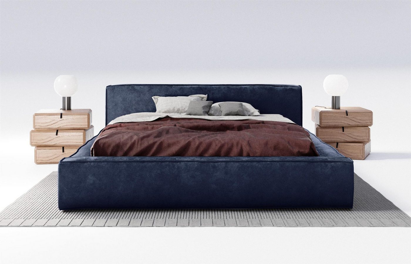 Carpe Sonno Polsterbett Stoffbett Polsterbett 120x200 140x200 160x200 180x200 200x200 (Polsterbett inkl. Lattenrost und Bettkasten, Stoffbet inkl. Lattenrost und Bettkasten), Bett gepolstert Bodenbett Doppelbett Ehebett 200x200 von Carpe Sonno