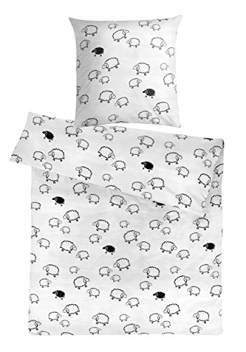 Carpe Sonno Seersucker Bettwäsche 135 x 200 cm Baumwolle - 2 teilig Bettwäsche-Sets aus Deckenbezug + Kissenbezug - mit Reißverschluss für Bettwäsche - Tierdruck Bettwäsche Bügelfrei - Weiß von Carpe Sonno