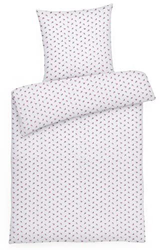 Carpe Sonno Seersucker Bettwäsche 135 x 200 cm Baumwolle - 2 teilig Bettwäsche-Sets aus Deckenbezug + Kissenbezug - mit Reißverschluss für Bettwäsche - Geblümt Bettwäsche Bügelfrei - Rosa von Carpe Sonno