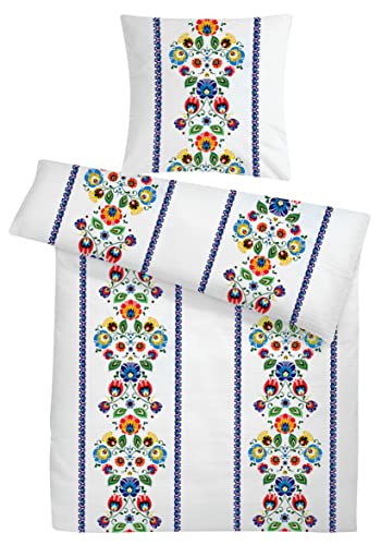 Carpe Sonno Seersucker Bettwäsche 155 x 220 cm Blumenmuster Baumwolle - 2 teilig Bettwäsche-Sets aus Deckenbezug + Kissenbezug - Geblümte Bettwäsche Bügelfrei von Carpe Sonno