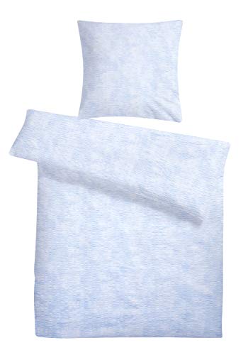CARPE SONNO Seersucker Bettwäsche 135 x 200 cm Baumwolle - 2 teilig Bettwäsche-Sets aus Deckenbezug + Kissenbezug - mit Reißverschluss für Bettwäsche - Einfarbig Bettwäsche Bügelfrei - Wolken Hellblau von Carpe Sonno
