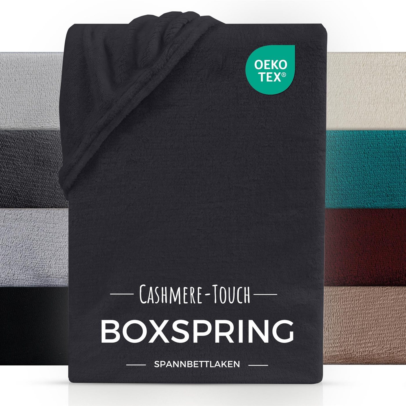 Carpe Sonno Spannbettlaken Boxspring Cashmere Touch Winter warm 180x200 200x200 180x220 200x220, Fleece, Gummizug: rundum, (1 Stück), Wasserbett Spannbettlaken Kuscheliges Spannbetttuch Anthrazit von Carpe Sonno