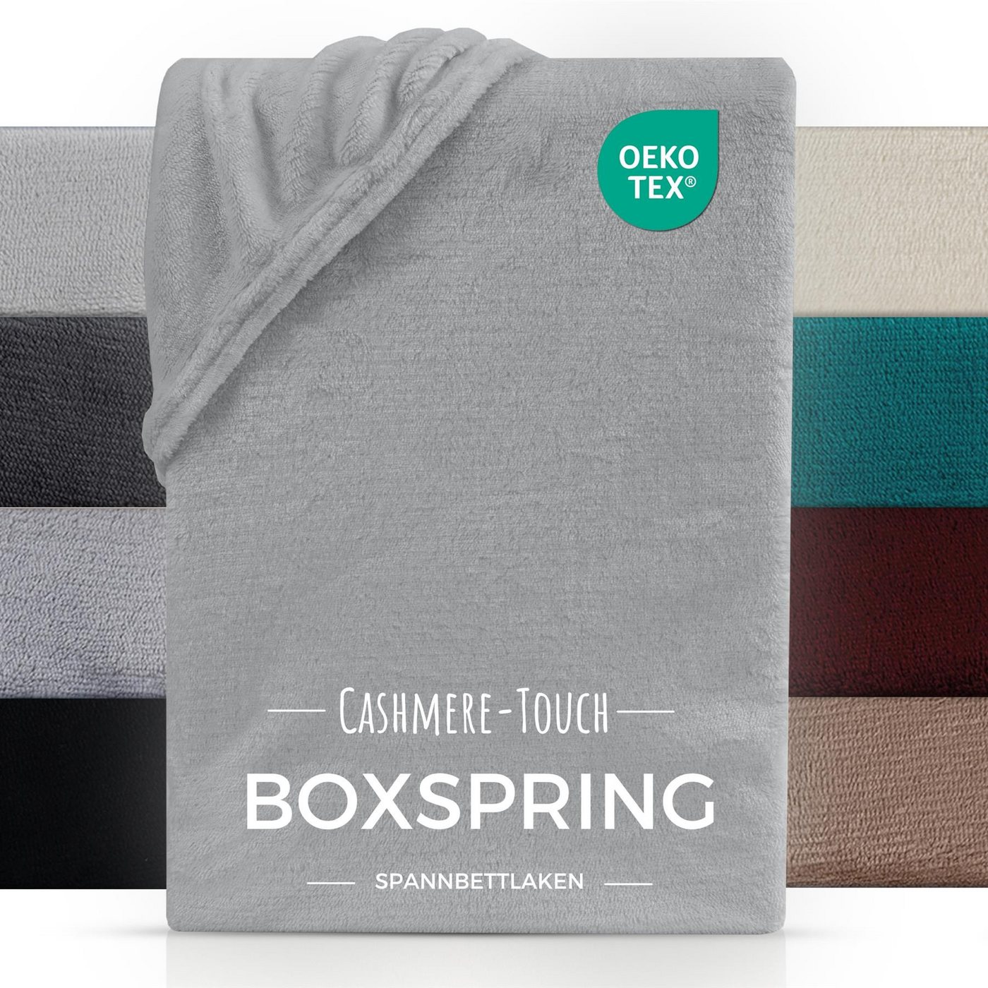 Carpe Sonno Spannbettlaken Boxspring Cashmere Touch Winter warm 180x200 200x200 180x220 200x220, Fleece, Gummizug: rundum, (1 Stück), Wasserbett Spannbettlaken Kuscheliges Spannbetttuch Silber von Carpe Sonno