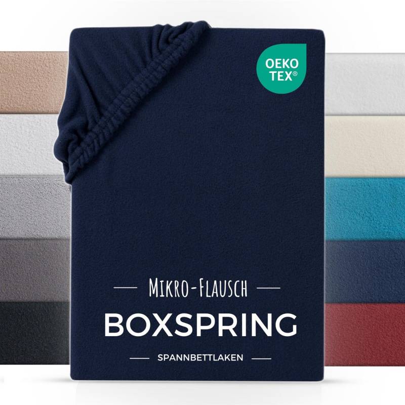 Carpe Sonno Spannbettlaken Boxspring Winter Teddy Fleece Plüsch 180x200 200x200 180x220 200x220, Fleece, Gummizug: rundum, (1 Stück), Wasserbett Spannbettlaken Kuschelig Warm Spannbetttuch Blau von Carpe Sonno