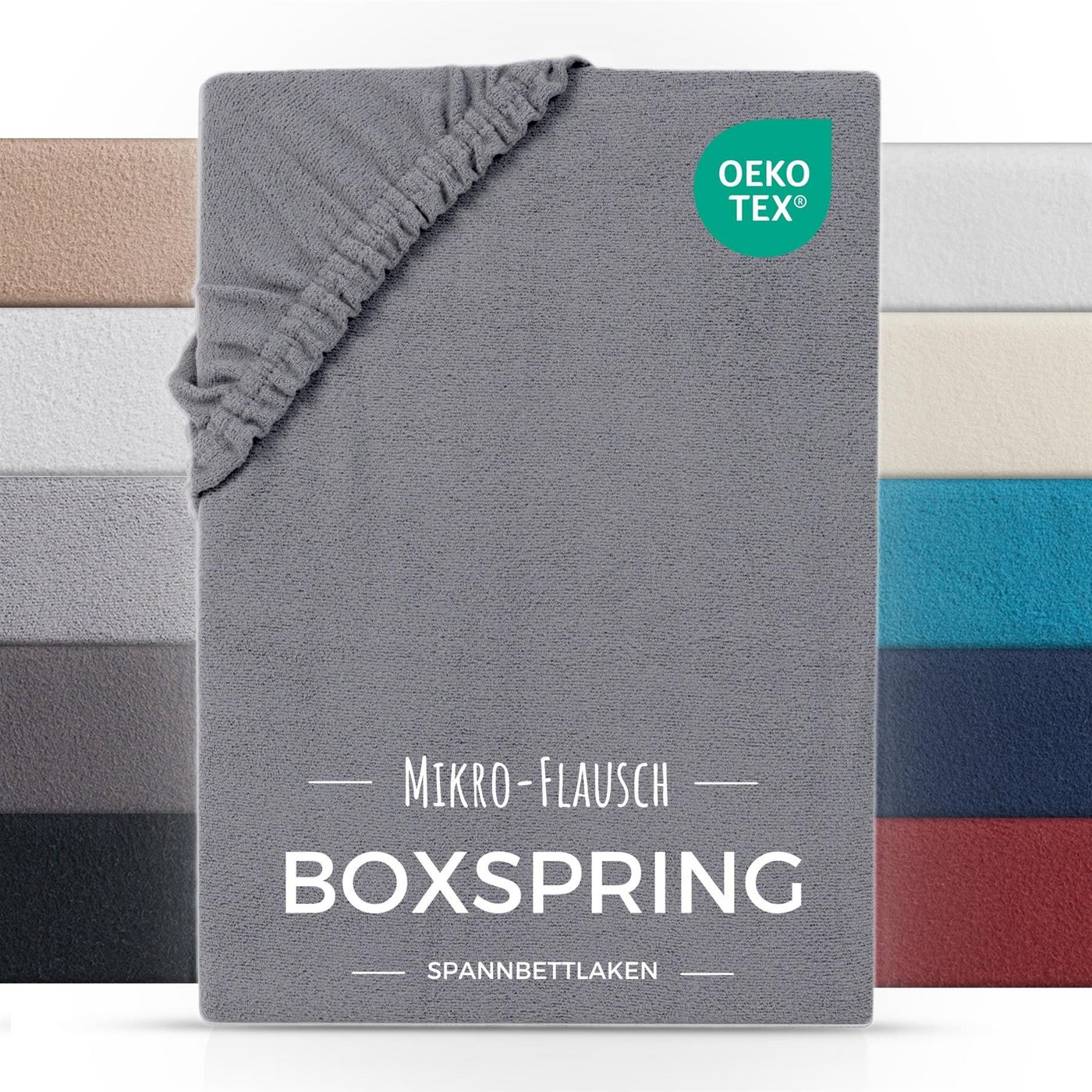 Carpe Sonno Spannbettlaken Boxspring Winter Teddy Fleece Plüsch 180x200 200x200 180x220 200x220, Fleece, Gummizug: rundum, (1 Stück), Wasserbett Spannbettlaken Kuschelig Warm Spannbetttuch Grau von Carpe Sonno