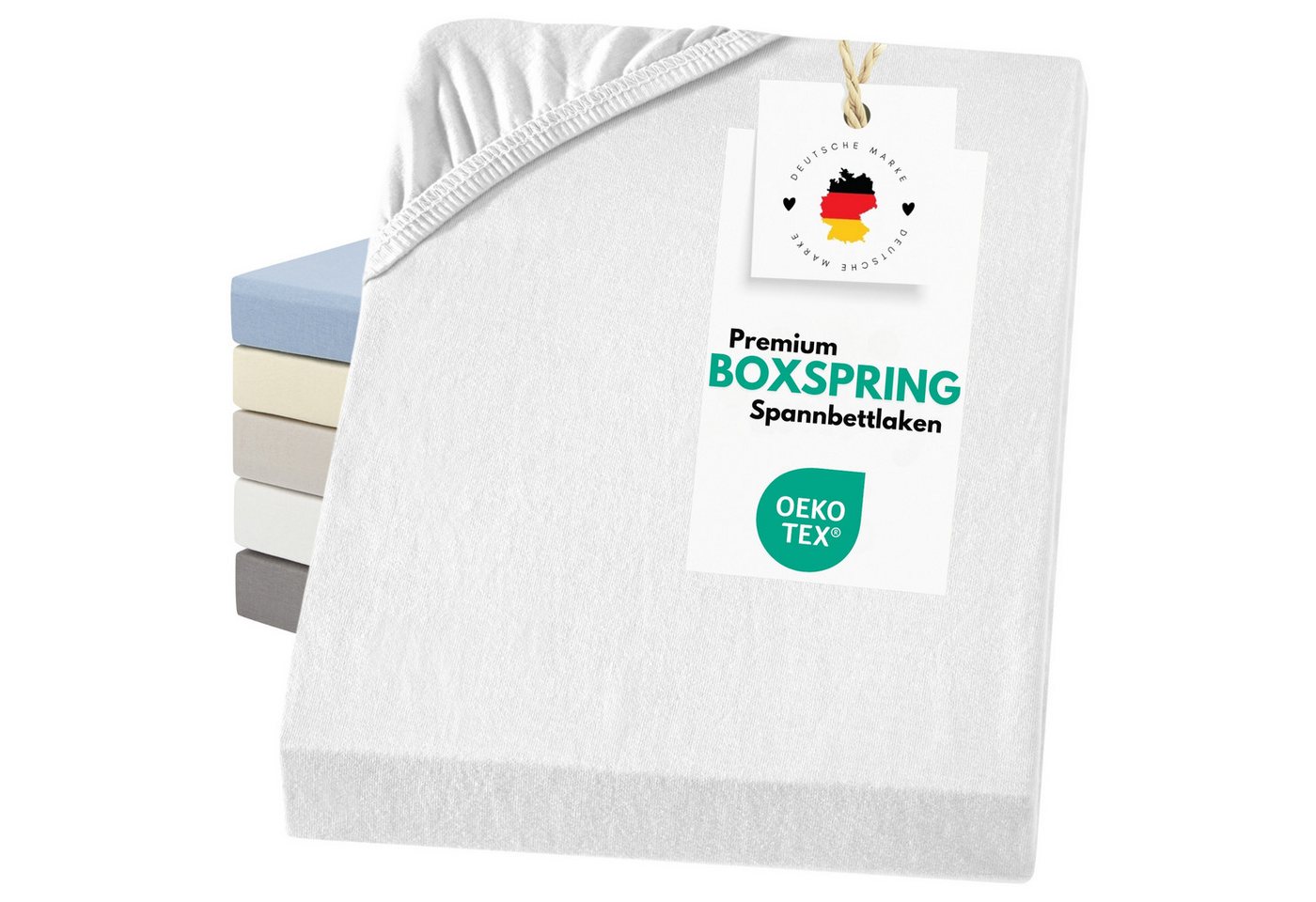 Carpe Sonno Spannbettlaken Boxspringbett Baumwolle 90x200 100x200 140x200 160x200 180x200 200x200, Jersey, Gummizug: rundum, (1 Stück), Mako Jersey Spannbetttuch Baumwolle Wasserbett Matratze bis 50 cm von Carpe Sonno