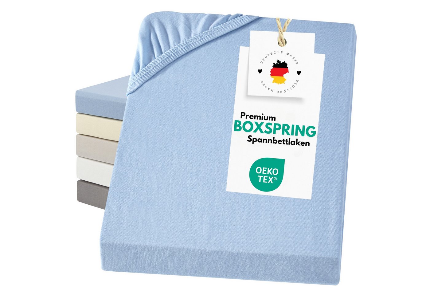 Carpe Sonno Spannbettlaken Boxspringbett Baumwolle 90x200 100x200 140x200 160x200 180x200 200x200, Jersey, Gummizug: rundum, (1 Stück), Mako Jersey Spannbetttuch kochfest Wasserbett Matratze bis 50 cm von Carpe Sonno