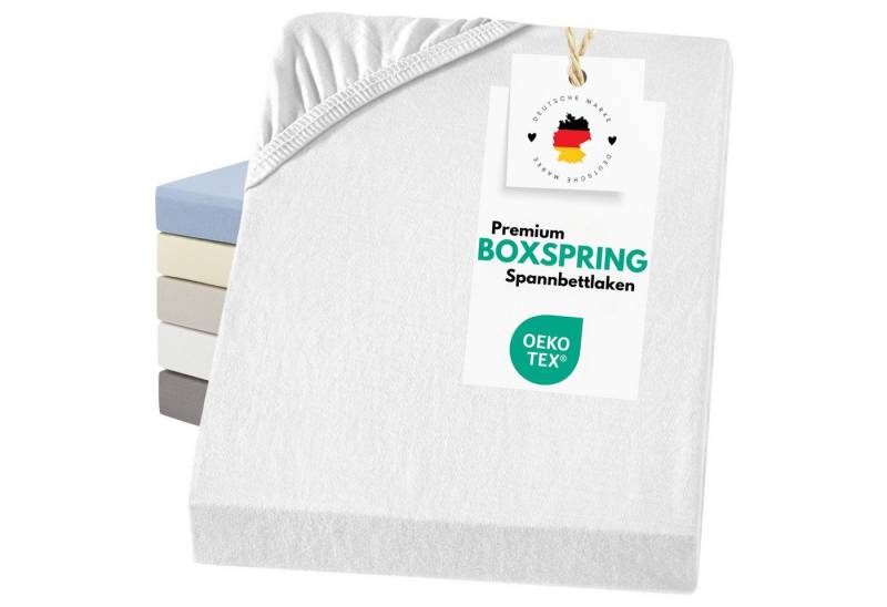 Carpe Sonno Spannbettlaken Boxspringbett Baumwolle 90x200 100x200 140x200 160x200 180x200 200x200, Jersey, Gummizug: rundum, (1 Stück), Mako Jersey Spannbetttuch kochfest Wasserbett Matratze bis 50 cm von Carpe Sonno