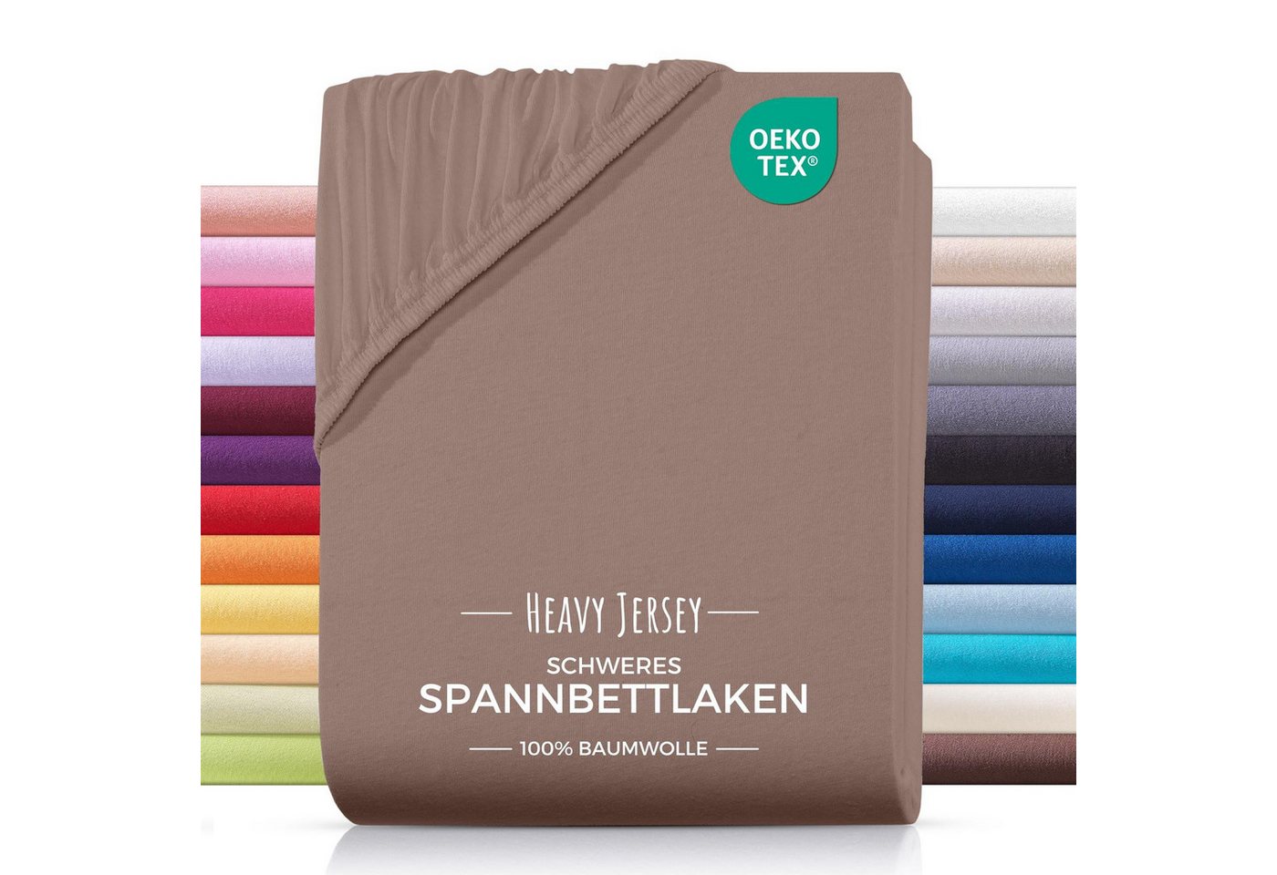 Carpe Sonno Spannbettlaken Heavy Jersey 90x200 100x200 120x200 140x200 160x200 180x200 200x200, Jersey, Gummizug: rundum, (1 Stück), Weiches Spannbetttuch Bügelfrei, Bettlaken 100x200 Nougat Braun von Carpe Sonno