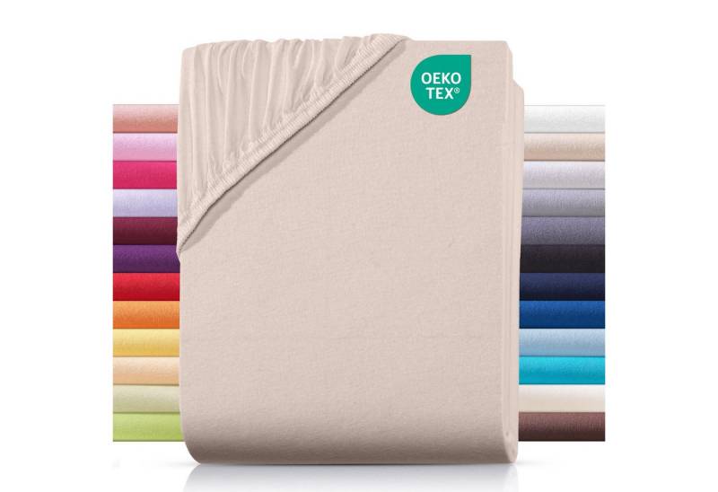 Carpe Sonno Spannbettlaken Jersey 90x200 100x200 120x200 140x200 160x200 180x200 200x200 70x140, Jersey, Gummizug: rundum, (1 Stück), Baumwoll Babybett Spannbettlaken 70x140 Baby Laken Beige von Carpe Sonno