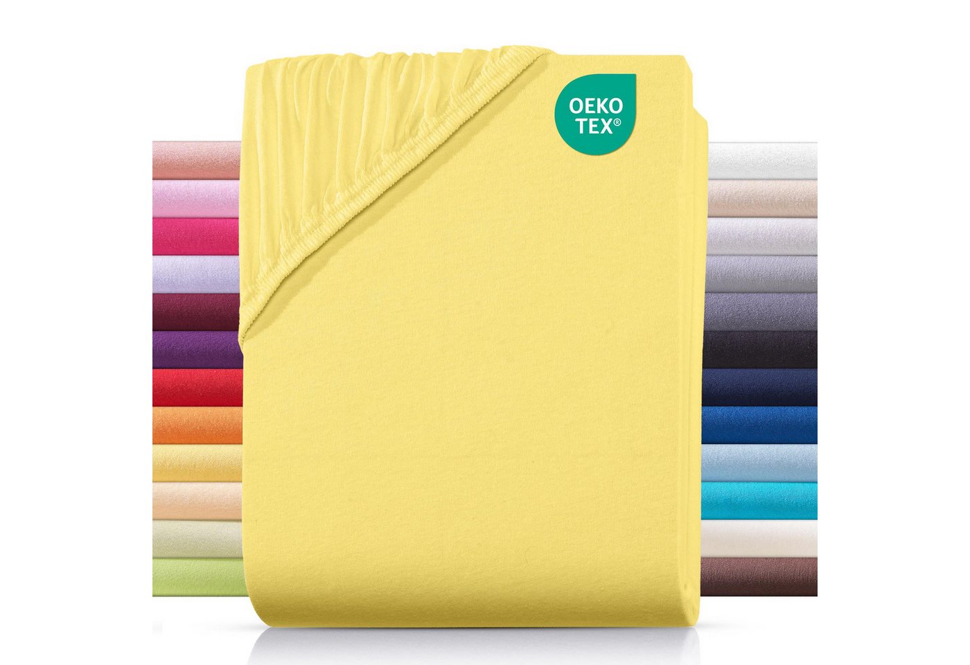 Carpe Sonno Spannbettlaken Jersey 90x200 100x200 120x200 140x200 160x200 180x200 200x200 70x140, Jersey, Gummizug: rundum, (1 Stück), Baumwoll Babybett Spannbettlaken 70x140 Baby Laken Gelb von Carpe Sonno