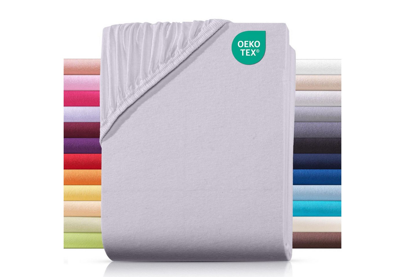 Carpe Sonno Spannbettlaken Jersey 90x200 100x200 120x200 140x200 160x200 180x200 200x200 70x140, Jersey, Gummizug: rundum, (1 Stück), Baumwoll Babybett Spannbettlaken 70x140 Baby Laken Silber von Carpe Sonno