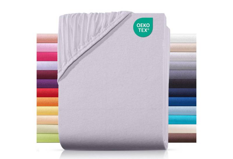 Carpe Sonno Spannbettlaken Jersey 90x200 100x200 120x200 140x200 160x200 180x200 200x200 70x140, Jersey, Gummizug: rundum, (1 Stück), Baumwoll Babybett Spannbettlaken 70x140 Baby Laken Silber von Carpe Sonno